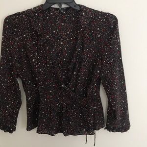 Madewell silk ruffle peplum hem wrap top size M